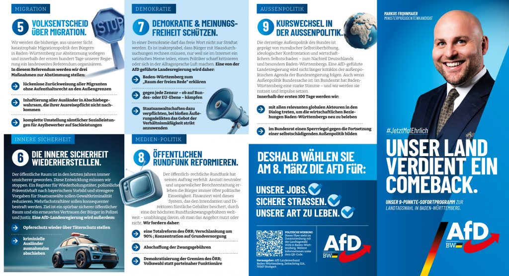 Landtagswahl 2026: Sofortprogramm der AfD (Titelseite)